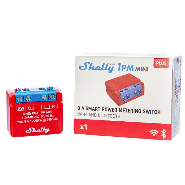 Shelly Plus 1PM Mini  Wlan & Bluetooth Smart Switch Relay, 1 Channel 8A  With Power