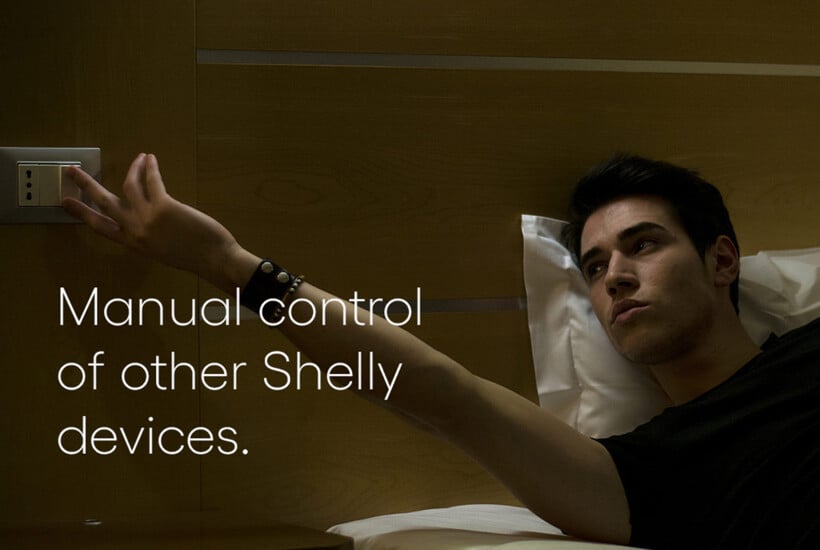 Manual control of Shelly devices man switching light switch 