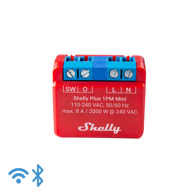 Shelly Plus 1PM Bluetooth and Wi-Fi device for automating electrical  devices, lights and power consumption (pack of 2) ,2 pezzi, red