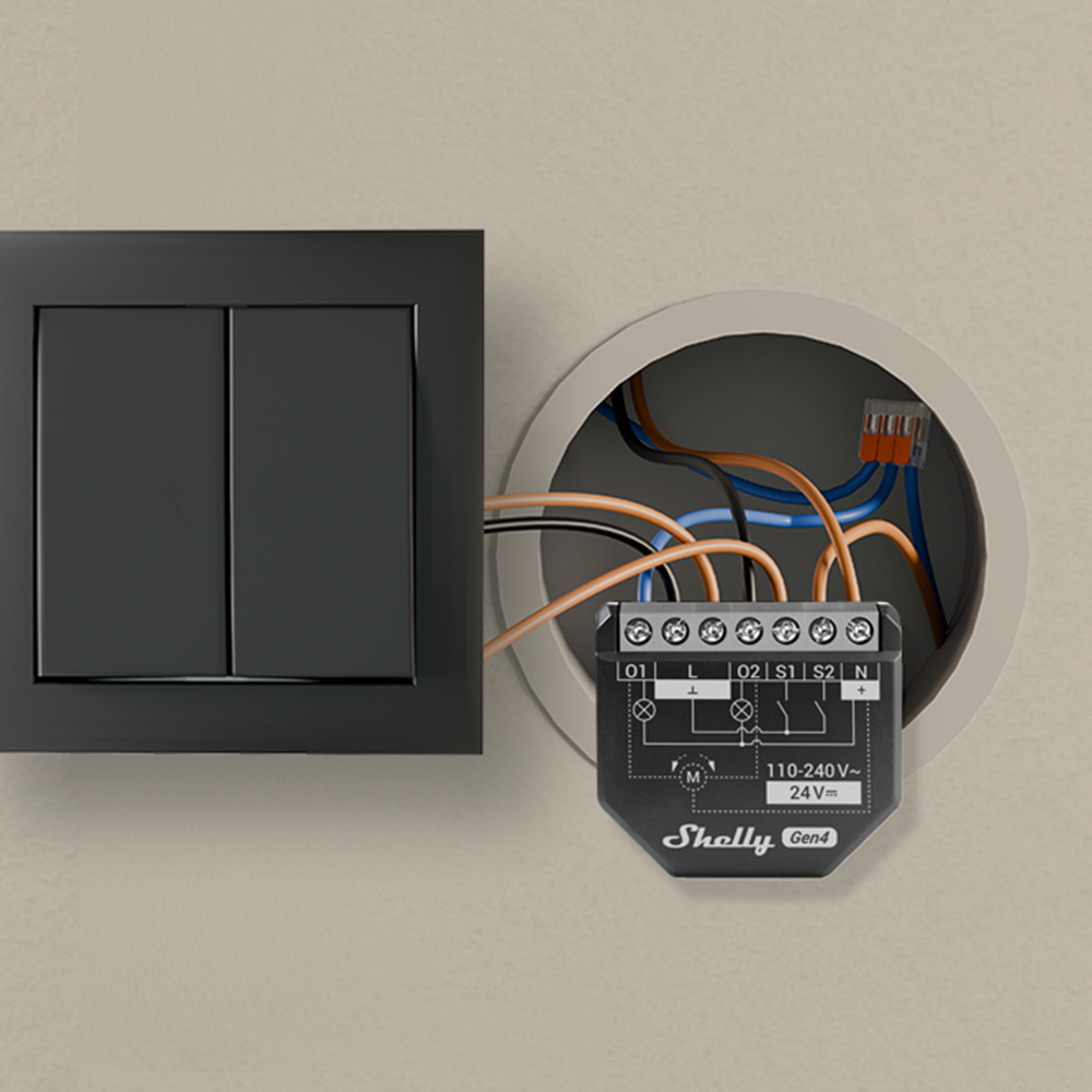 Shelly relay in wall box – retrofit smart light switches, smart home sockets in rental apartments, flexible setup without drilling