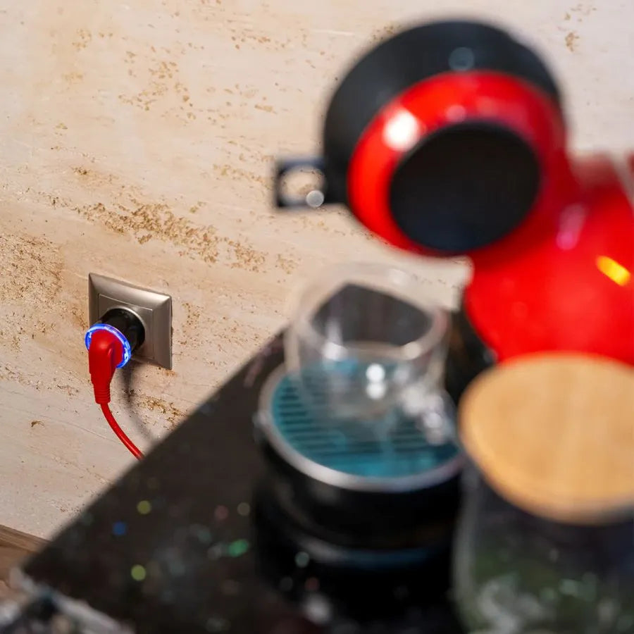 Shelly Plug S Gen3 in a wall socket; control electric heaters by app and automate frost protection via a temperature sensor