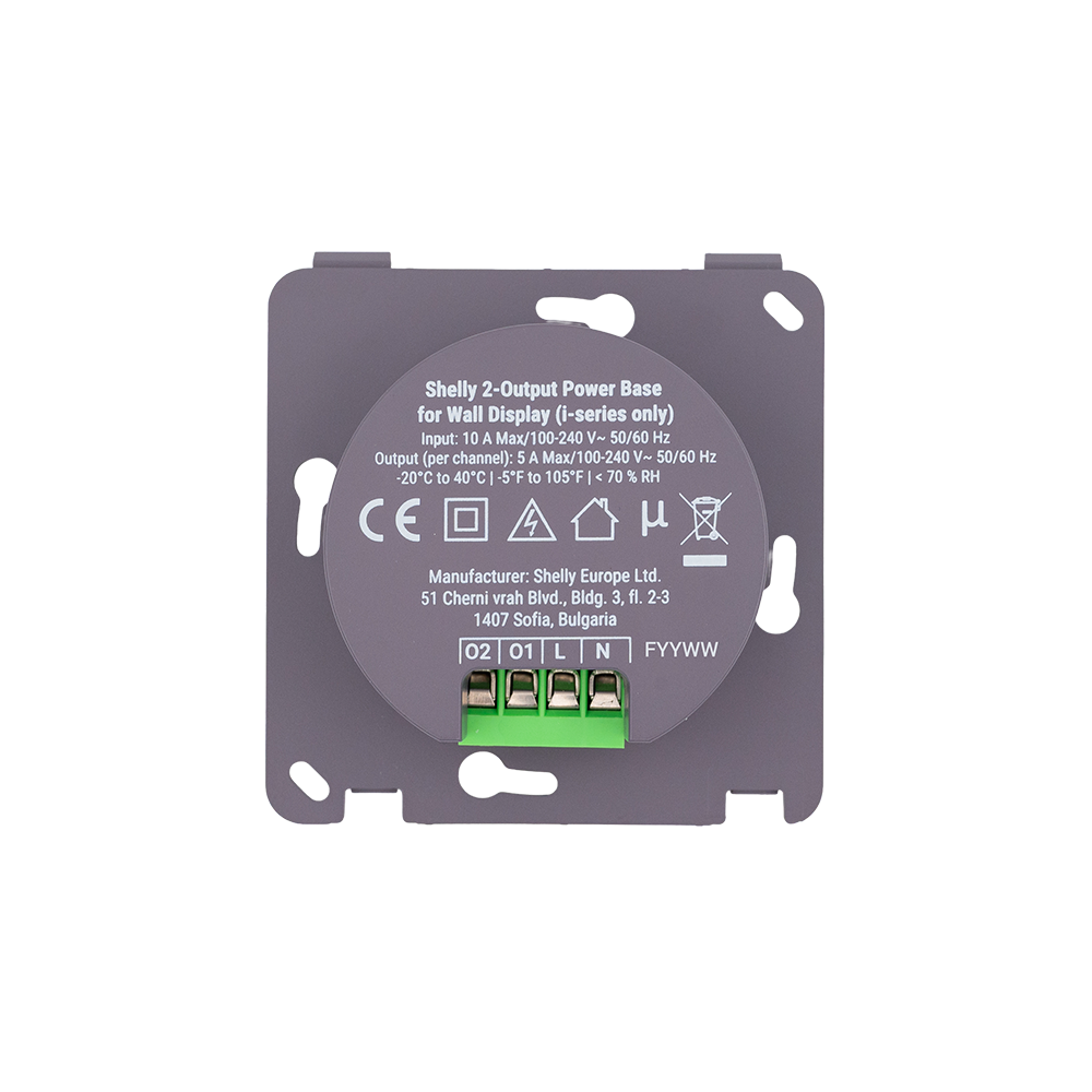 Shelly 2-Output PowerBase f Wall Display