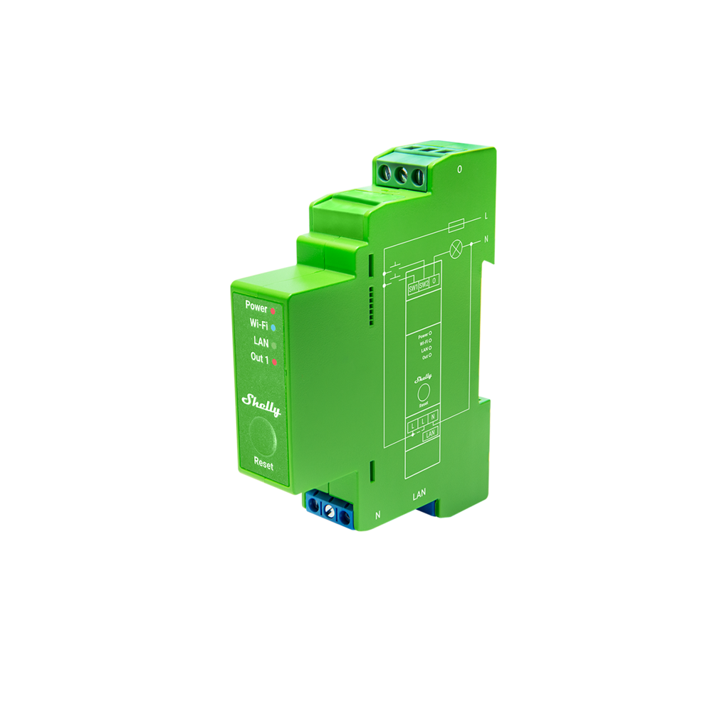 Shelly Pro Dimmer 1PM Green DIN-Rail Smart Dimmer with Power Monitoring