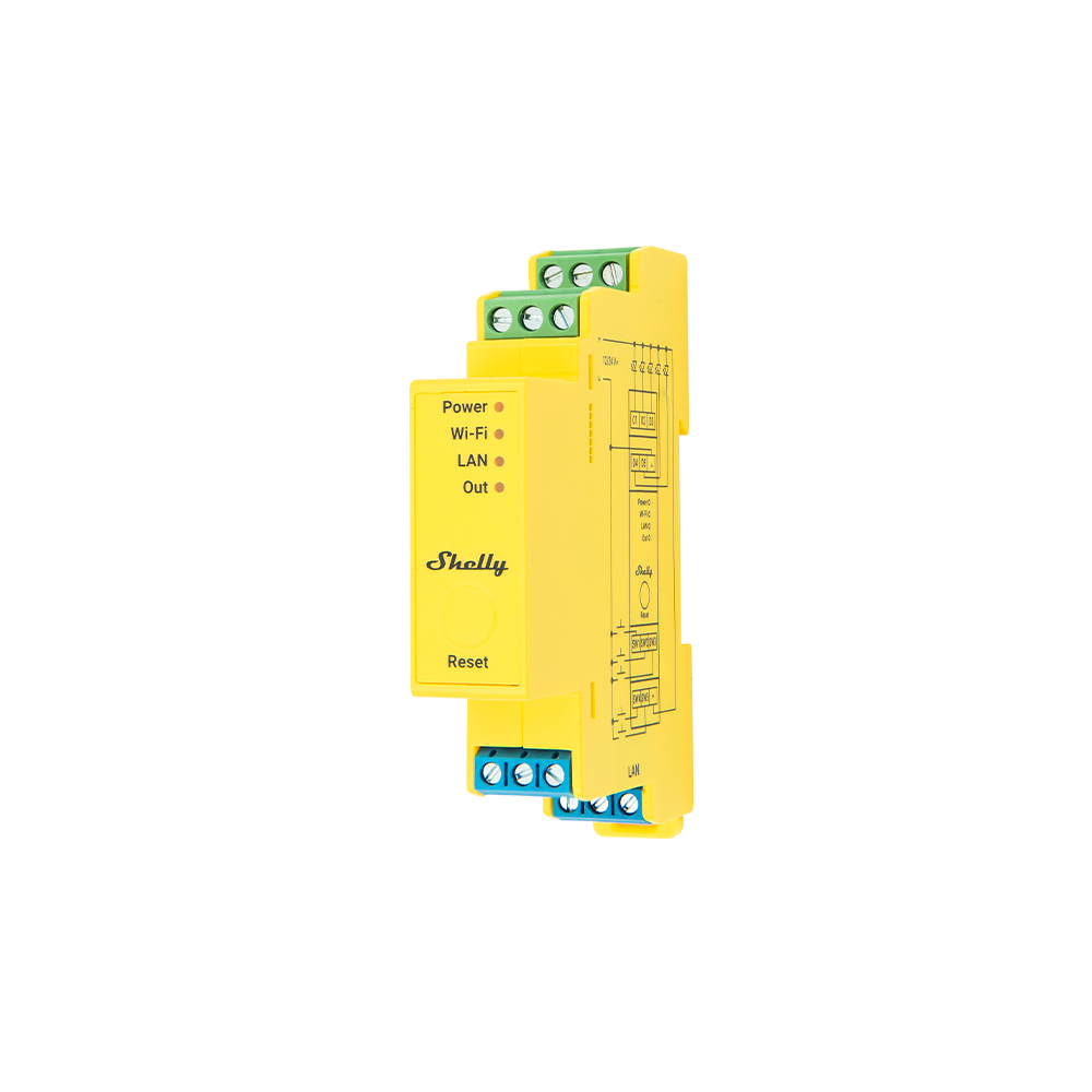 Shelly Pro RGBWW PM Yellow 5-Channel DIN-Rail Smart Lighting Controller